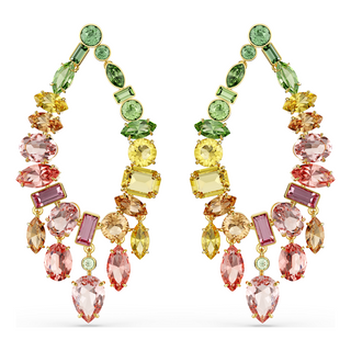 Gema drop earrings, Mixed cuts, Chandelier, Multicolored, Gold-tone plated