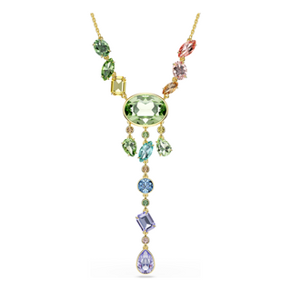 Gema Y necklace, Mixed cuts, Multicolored, Gold-tone plated