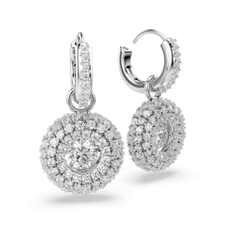 Sublima drop earrings, Round cut, White, Rhodium plated