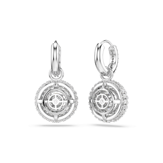 Sublima drop earrings, Round cut, White, Rhodium plated
