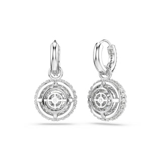 Sublima drop earrings, Round cut, White, Rhodium plated