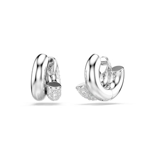 Dextera hoop earrings, Round cut, Mini, White, Rhodium plated