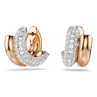 Dextera hoop earrings, Round cut, Mini, White, Rose gold-tone plated