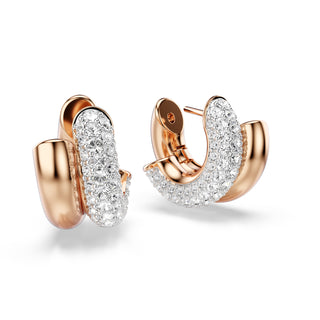 Dextera hoop earrings, Round cut, Mini, White, Rose gold-tone plated