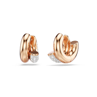 Dextera hoop earrings, Round cut, Mini, White, Rose gold-tone plated
