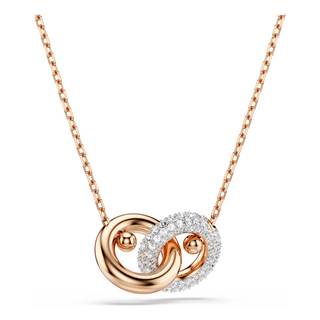 Dextera pendant, Round cut, White, Rose gold-tone plated
