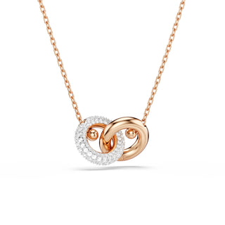Dextera pendant, Round cut, White, Rose gold-tone plated