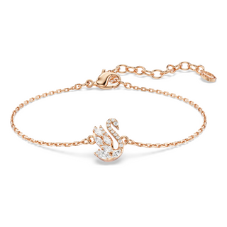 Swan bracelet, Mixed cuts, Swan, White, Rose gold-tone plated