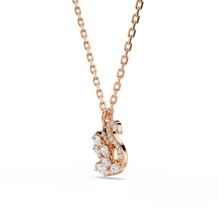 Swan pendant, Mixed cuts, Swan, White, Rose gold-tone plated