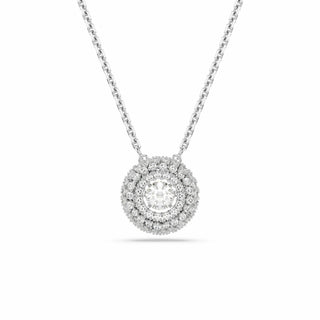 Sublima pendant, Round cut, White, Rhodium plated