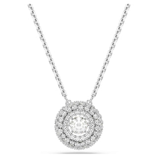Sublima pendant, Round cut, White, Rhodium plated