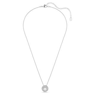 Sublima pendant, Round cut, White, Rhodium plated