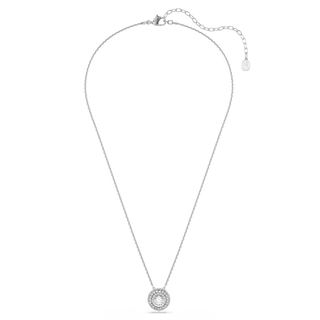 Sublima pendant, Round cut, White, Rhodium plated