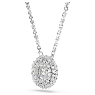 Sublima pendant, Round cut, White, Rhodium plated
