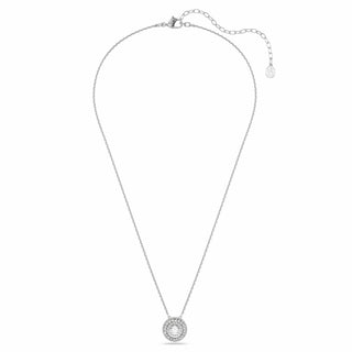 Sublima pendant, Round cut, White, Rhodium plated