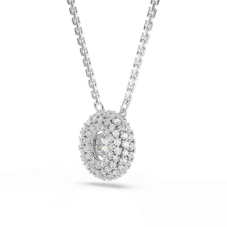 Sublima pendant, Round cut, White, Rhodium plated