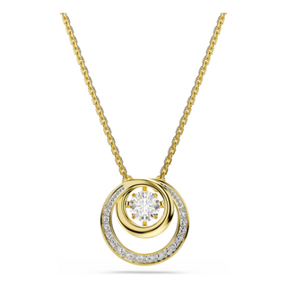 Hyperbola pendant, Round cut, White, Gold-tone plated