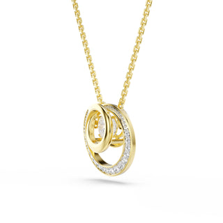 Hyperbola pendant, Round cut, White, Gold-tone plated