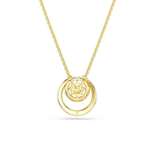Hyperbola pendant, Round cut, White, Gold-tone plated
