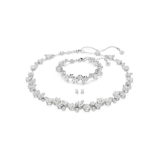 Constella set, Mixed cuts, White, Rhodium plated