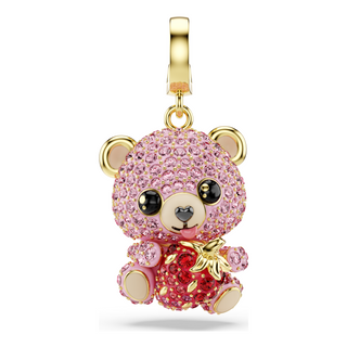 Idyllia charm, Mixed cuts, Teddy, Pink, Gold-tone plated