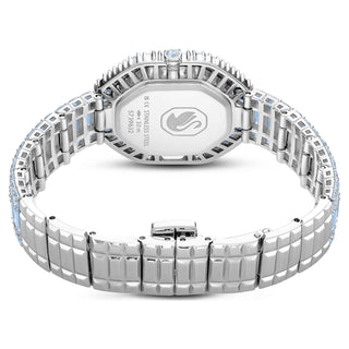 Matrix octagon watch, Baguette cut, Metal bracelet, Blue, Stainless steel