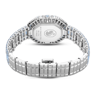 Matrix octagon watch, Baguette cut, Metal bracelet, Blue, Stainless steel