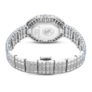 Matrix octagon watch, Baguette cut, Metal bracelet, Blue, Stainless steel