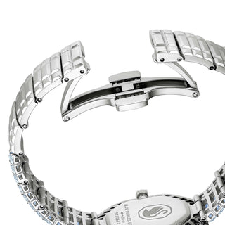 Matrix octagon watch, Baguette cut, Metal bracelet, Blue, Stainless steel