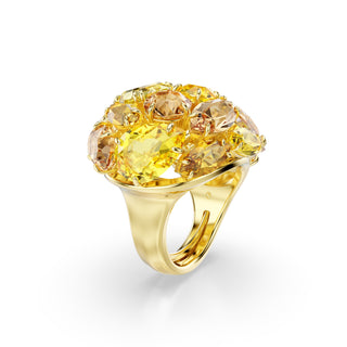 Gema cocktail ring, Mixed cuts, Yellow, Gold-tone plated
