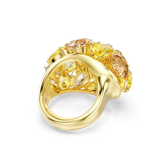 Gema cocktail ring, Mixed cuts, Yellow, Gold-tone plated