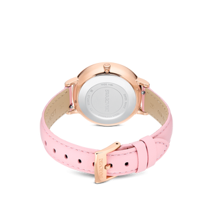 Teddy watch, Swiss Made, Leather strap, Pink, Rose gold-tone finish