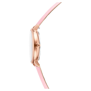 Teddy watch, Swiss Made, Leather strap, Pink, Rose gold-tone finish