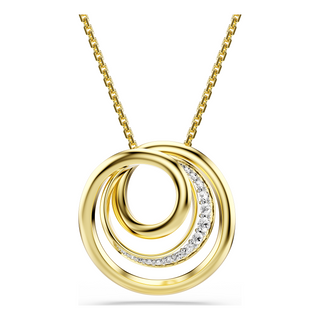 Hyperbola necklace, Round cut, White, Gold-tone plated