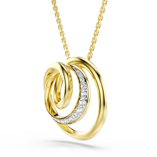 Hyperbola necklace, Round cut, White, Gold-tone plated