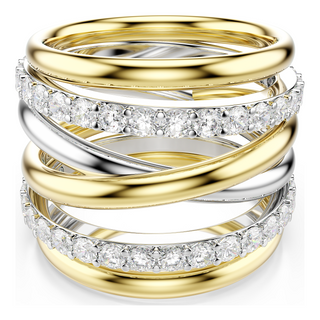 Hyperbola cocktail ring, Round cut, White, Mixed metal finish