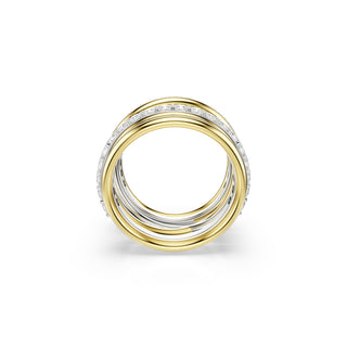 Hyperbola cocktail ring, Round cut, White, Mixed metal finish