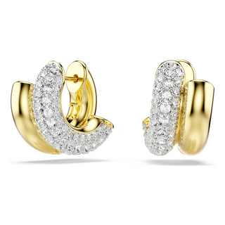 Dextera hoop earrings, Round cut, Mini, White, Gold-tone plated