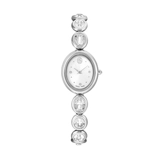 Imber oval watch, Swiss Made, Metal bracelet, Silver tone, Stainless steel