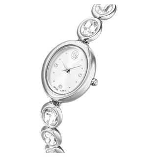 Imber oval watch, Swiss Made, Metal bracelet, Silver tone, Stainless steel