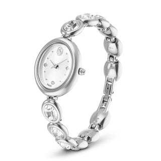 Imber oval watch, Swiss Made, Metal bracelet, Silver tone, Stainless steel