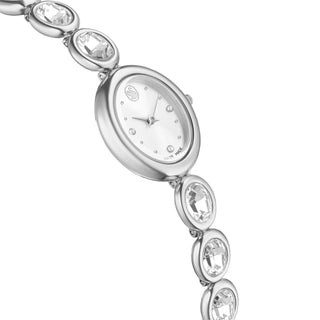 Imber oval watch, Swiss Made, Metal bracelet, Silver tone, Stainless steel