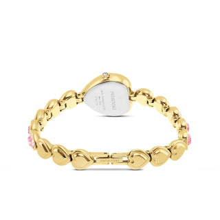 Idyllia Heart watch, Crystal bracelet, Pink, Gold-tone finish