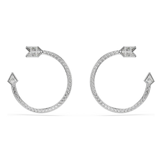 Idyllia hoop earrings, Mixed cuts, Arrow, White, Rhodium plated