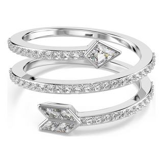 Idyllia motif ring, Mixed cuts, Arrow, White, Rhodium plated