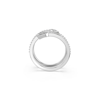 Idyllia motif ring, Mixed cuts, Arrow, White, Rhodium plated