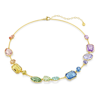 Gema necklace, Mixed cuts, Multicolored, Gold-tone plated