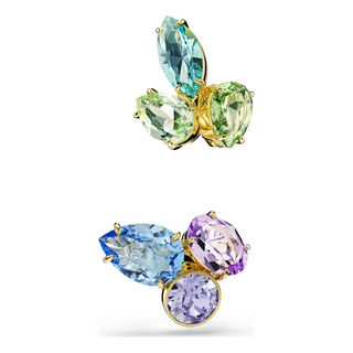Gema ear cuffs, Asymmetrical design, Mixed cuts, Multicolored, Gold-tone plated