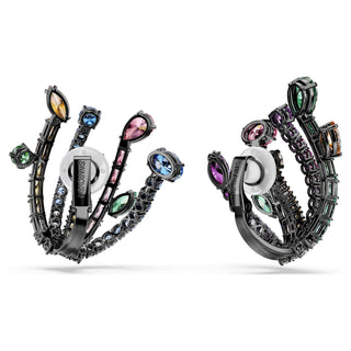 Matrix clip earrings, Mixed cuts, Bouquet, Multicolored, Ruthenium plated