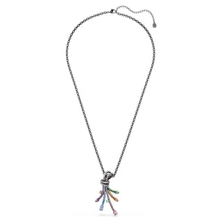Matrix pendant and brooch, Mixed cuts, Bouquet, Multicolored, Ruthenium plated